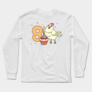 I am 8 with chicken - kids birthday 8 years old Long Sleeve T-Shirt